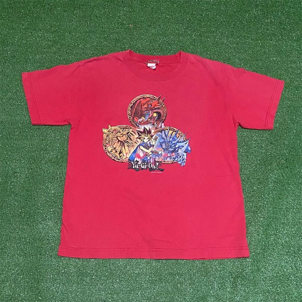 Vintage Yu-Gi-Oh! Men's T-Shirt Red Graphic Print Size S 90s Anime Tee